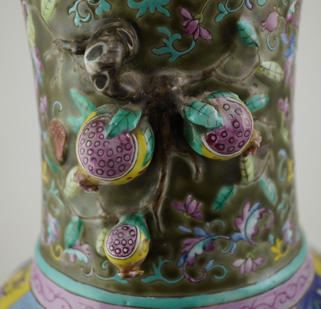A large Chinese famille rose two-handled vase, mid 19th century
